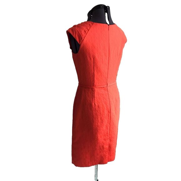 Tahari Arthur S. Levine Sheath Dress, Orange Sleeveless Textured Lined, Size 8 - Picture 3 of 12
